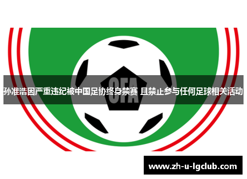 孙准浩因严重违纪被中国足协终身禁赛 且禁止参与任何足球相关活动